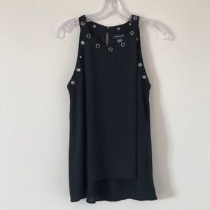 Trouve Black Sleeveless Top Detail Trim Size M